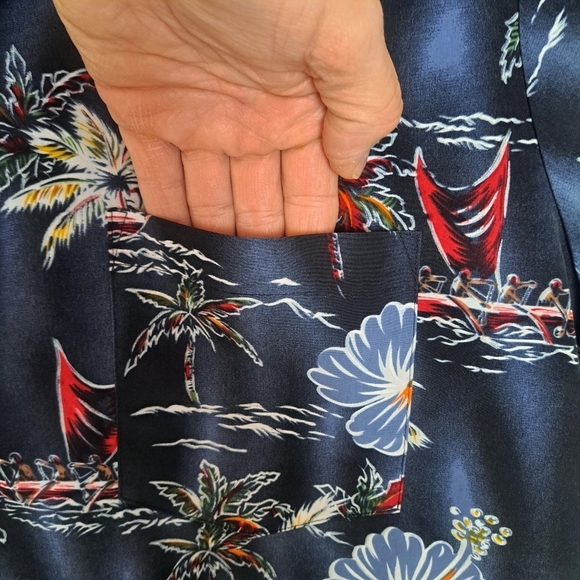 Kennington Men's L Hawaiian Tropical Print Short Sleeve Button Up Shirt - Picture 6 of 6